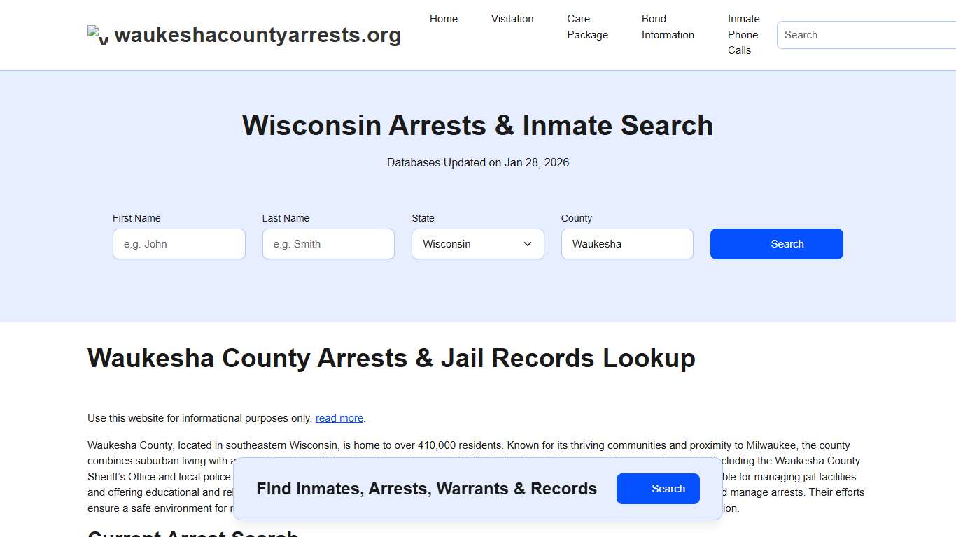 Waukesha County, WI Arrests, Warrants, Police Records Search