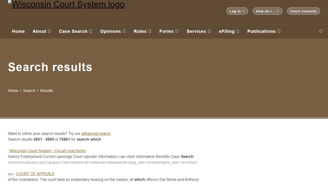 Wisconsin Court System - Search